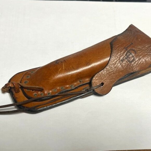 VTG '74 Handmade Brown Leather Tool/Knife Holder for Belt Rugged 6.5" Long - Picture 2 of 16